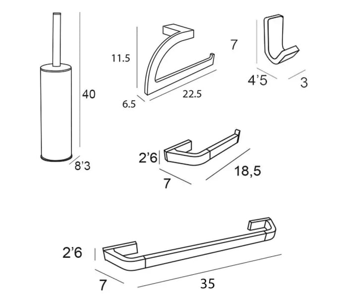 Conjunto de accesorios de baño Manillons Torrent Luxor Croquis 6