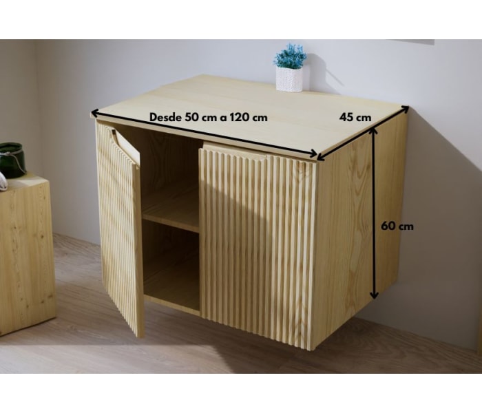 Mueble de baño con encimera de madera maciza Bruntec Alpes 14 Croquis 5