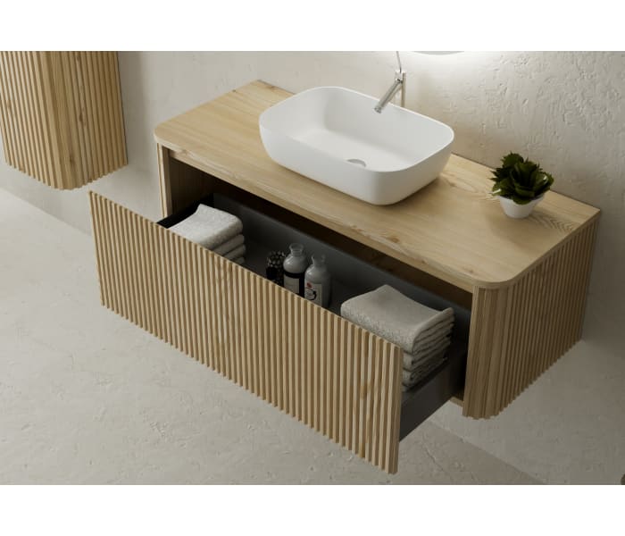 Mueble de baño con encimera de madera maciza Bruntec Baviera Detalle 2