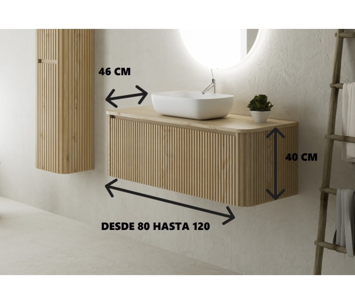 Mueble de baño con encimera de madera maciza Bruntec Baviera Croquis 5