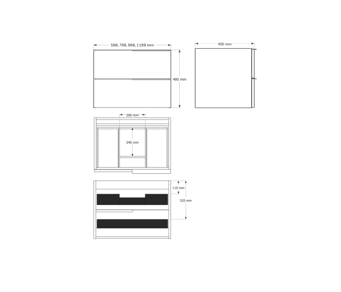 Muebles de baño con encimera de solid surface Bruntec Soho Croquis 11