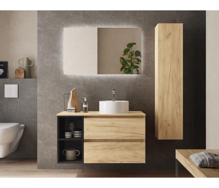 Conjunto mueble de baño con lavabo sobre encimera Salgar Bequia Principal 7