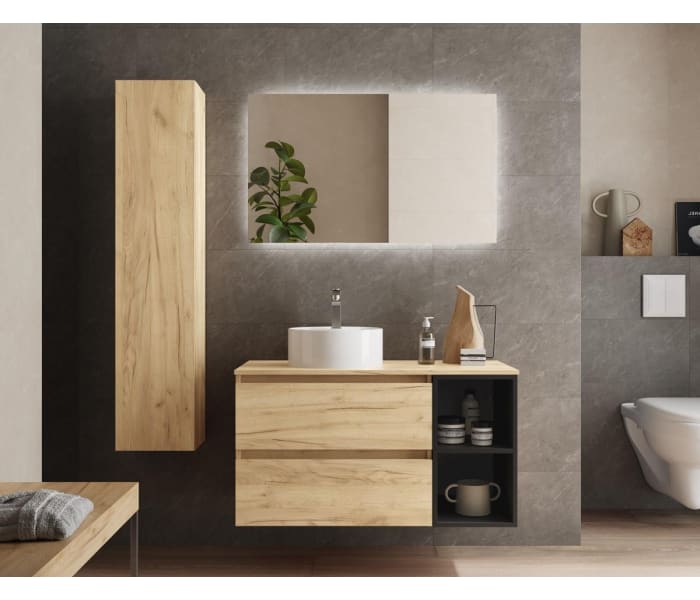 Conjunto Mueble Baño Suspendido 2C + OPCIÓN Lavabo Sobre-encimera