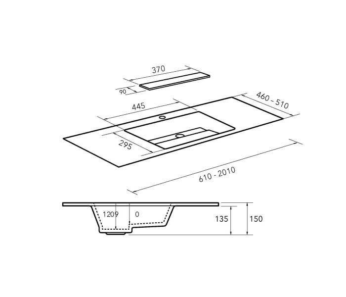 Lavabo encastrado Bruntec Miami Croquis 1