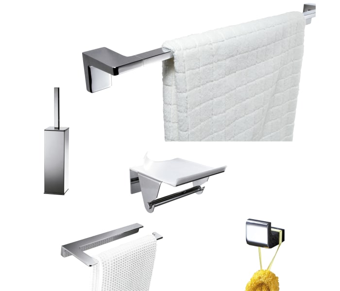 Conjunto accesorios de baño de Manillons Torrent Bassic en cromo