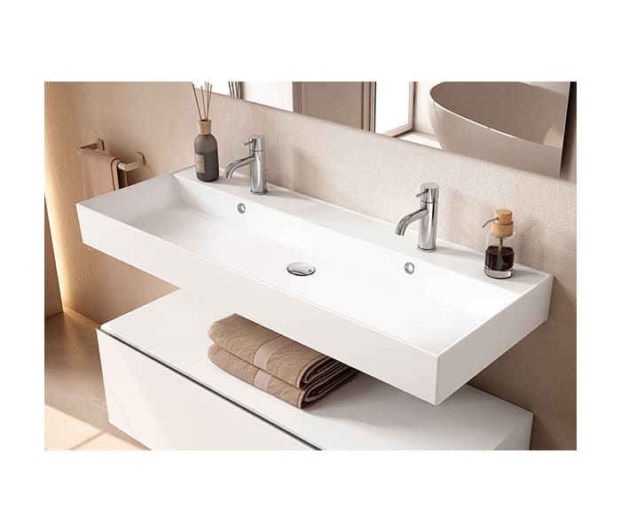 Lavabo encastrado para dos grifos de un seno 12 cm alto Viso Lila Principal 0