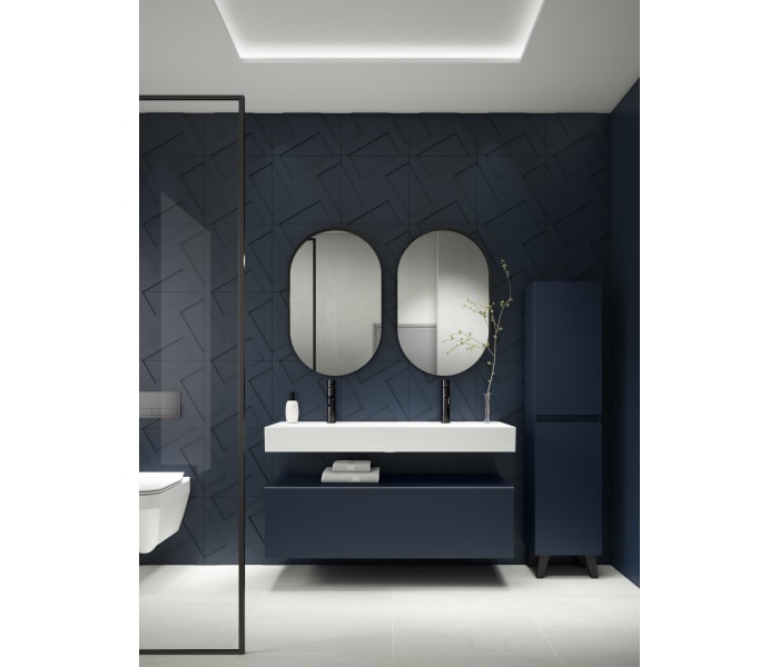 Lavabo encastrado para dos grifos de un seno 12 cm alto Visobath Lila Principal 1