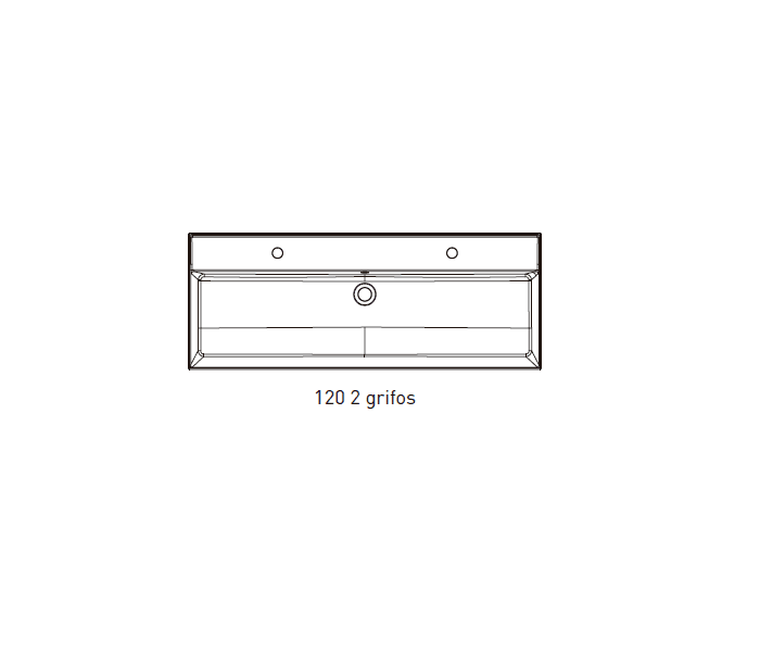 Lavabo encastrado para dos grifos de un seno 12 cm alto Visobath Lila Croquis 2