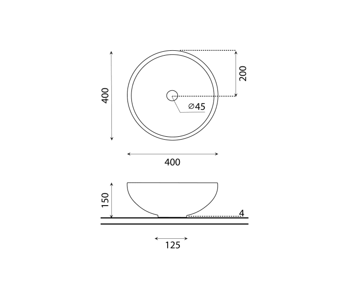Lavabo sobre encimera Bathco New Lys Croquis 1