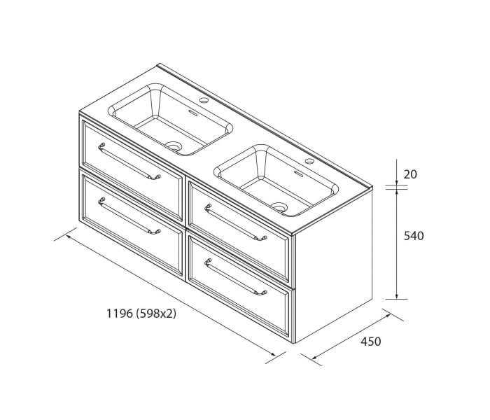 Conjunto mueble de baño Salgar Runa Croquis 18