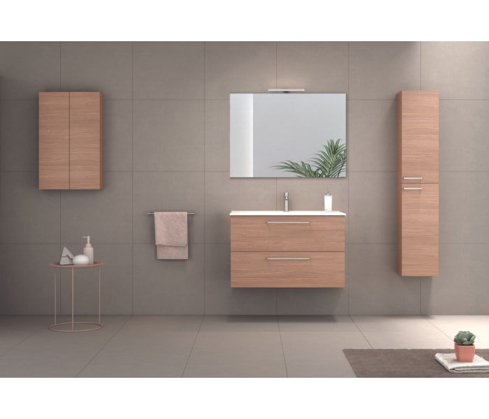 Mueble De Pared Para Baño Con Espejo En Madera Agl