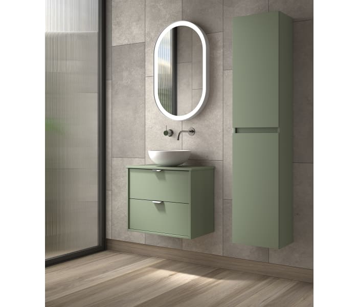 Conjunto mueble de baño fondo reducido 35.5 cm con lavabo sobre encimera  Visobath Midi