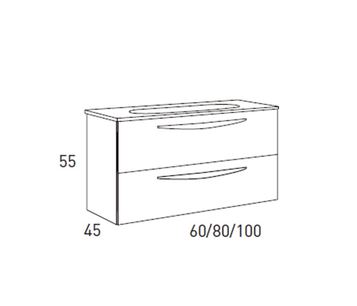 Conjunto mueble de baño Arco suspendido 2 cajones 80 CM Visobath