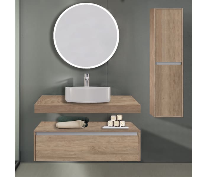 Conjunto mueble de baño con encimera de madera 12 cm de alta Inve Sensi Principal 1