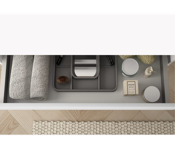 Mueble de baño MDF lacado con encimera de madera Bruntec Vilma Detalle 4