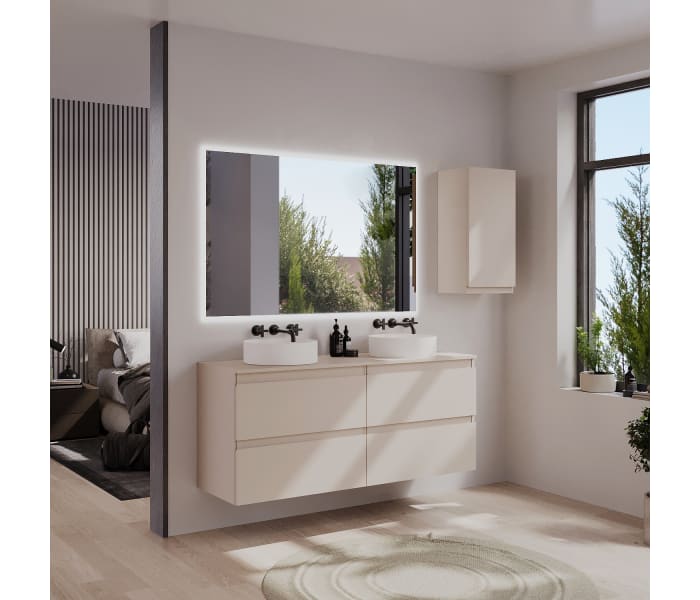 Mueble de baño MDF lacado con encimera de madera Bruntec Vilma Principal 1