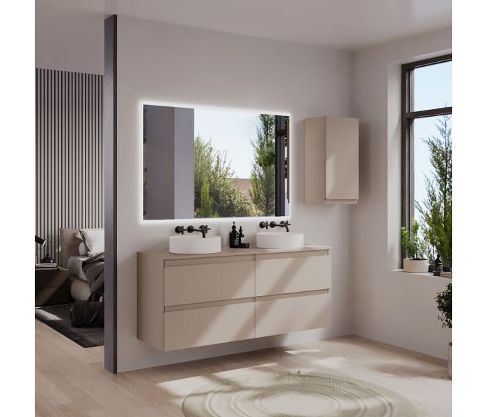 Mueble de baño MDF lacado con encimera de madera Bruntec Vilma Principal 2