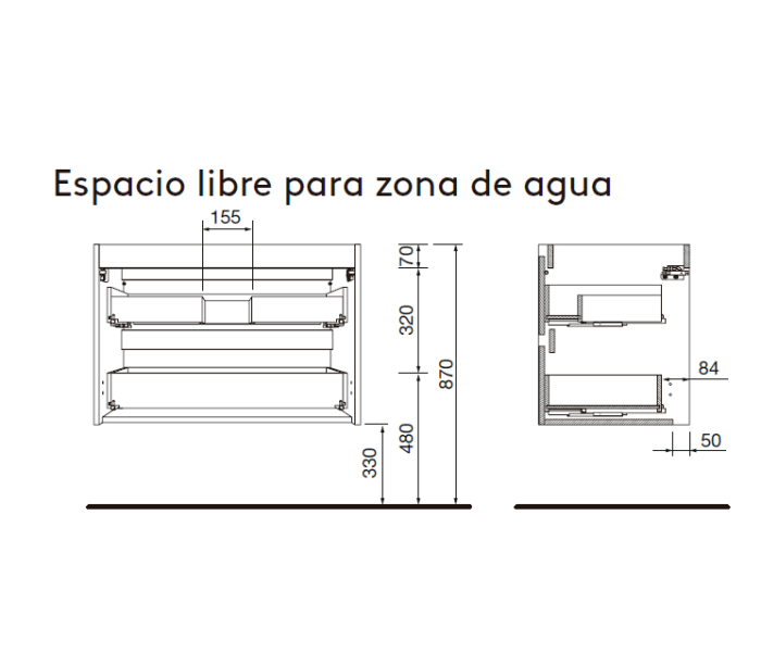 Mueble de baño con encimera de madera Salgar Attila Croquis 10