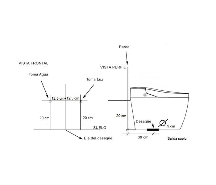 Inodoro japonés inteligente Nashi Yaiza Plus Croquis 12