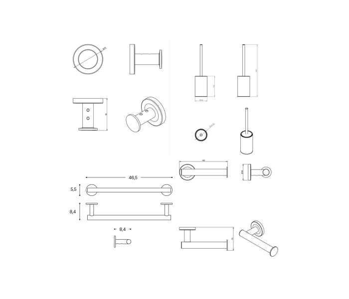 Conjunto de accesorios de baño Cosmic Architect S+ Croquis 6