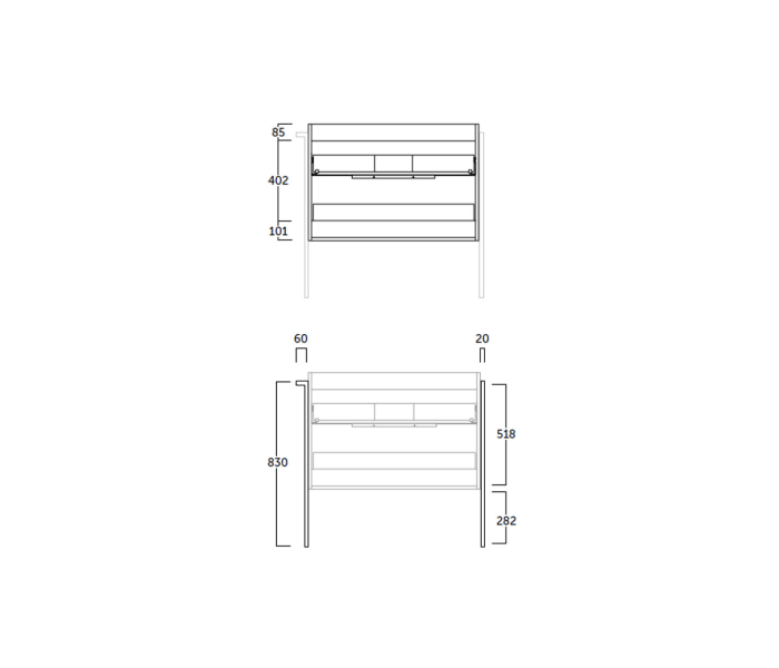 Mueble de baño Coycama Galsaky industrial Croquis 11
