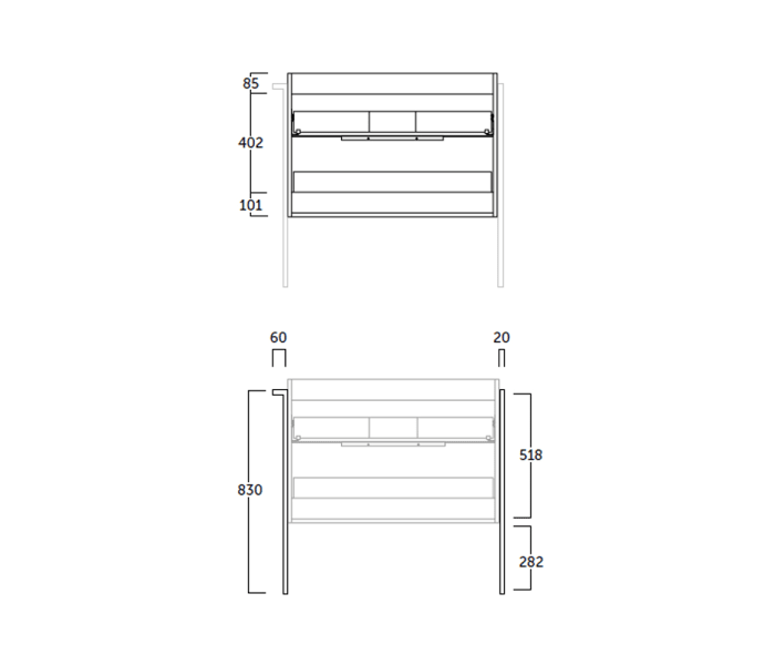 Mueble de baño Coycama Galsaky industrial Croquis 8