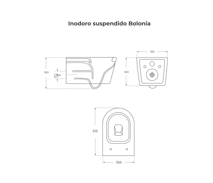 Pack inodoro + cisterna empotrada + pulsador Fossil Natura Bolonia Croquis 3