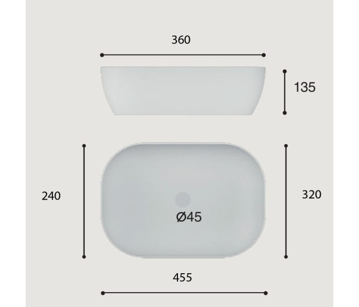 Lavabo sobre encimera Art and Bath Iseo Croquis 1