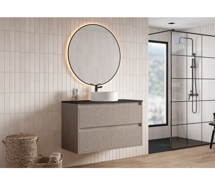 Mueble de baño con encimera Piedra Compactada negra Bruntec Artemisa Principal 6