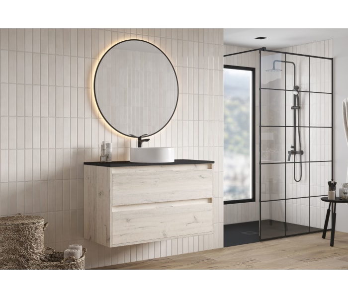 Mueble de baño con encimera Piedra Compactada negra Bruntec Artemisa Principal 4