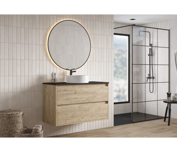 Mueble de baño con encimera Piedra Compactada negra Bruntec Artemisa Principal 1