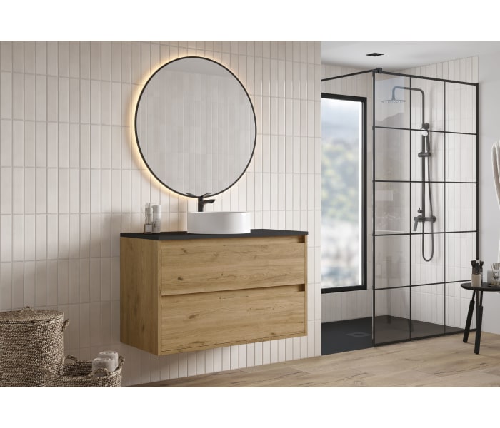 Mueble de baño con encimera Piedra Compactada negra Bruntec Artemisa Principal 0