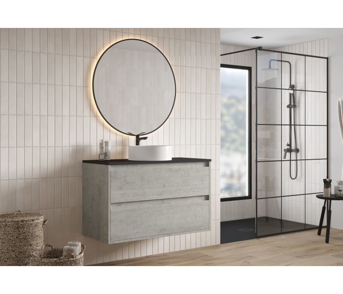 Mueble de baño con encimera Piedra Compactada negra Bruntec Artemisa Principal 2