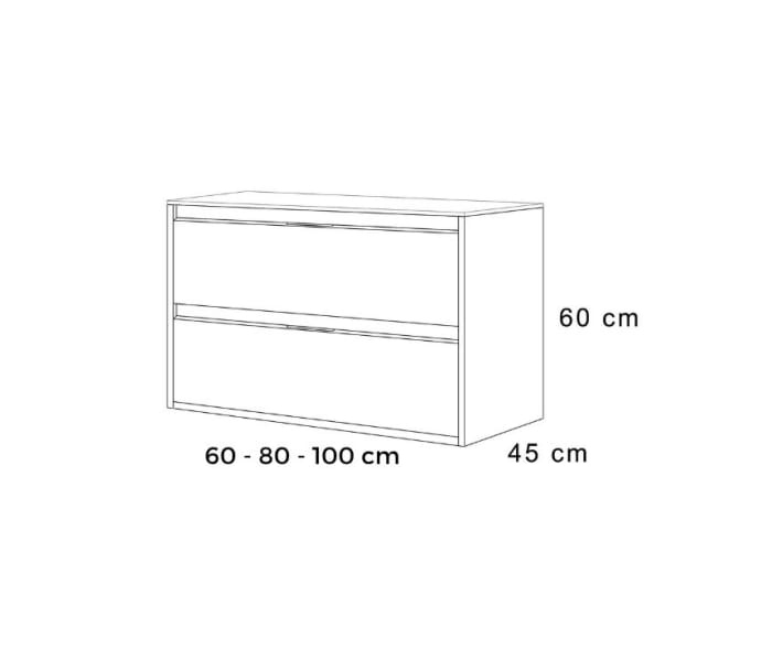 Mueble de baño con encimera Piedra Compactada negra Bruntec Artemisa Croquis 13
