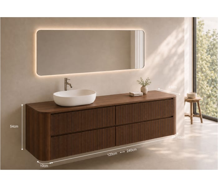 Mueble de baño con encimera de madera Bruntec Duna Croquis 11