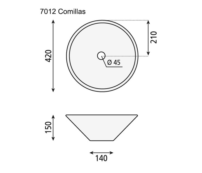 Lavabo sobre encimera Bruntec Comillas Croquis 2