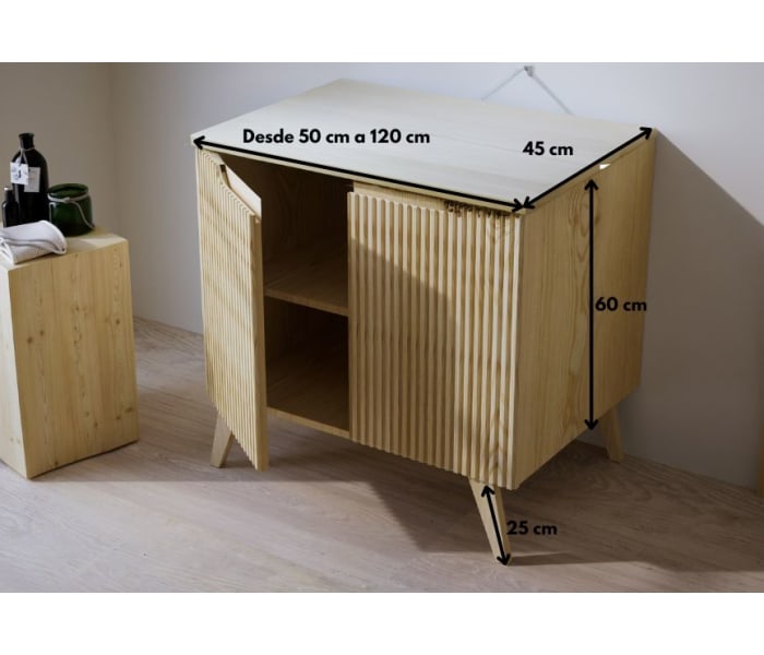 Mueble de baño con encimera de madera maciza con patas Bruntec Alpes 14 Croquis 4