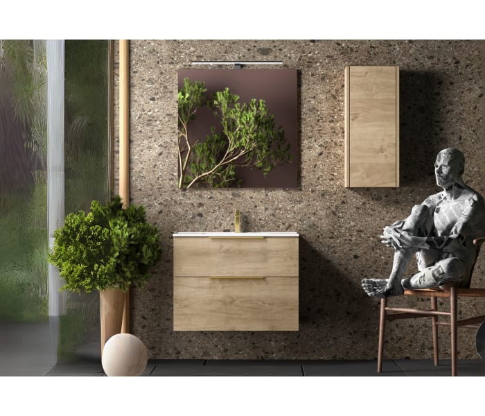 Conjunto mueble de baño fondo reducido 41cm Coycama Comet tirador dorado Principal 1