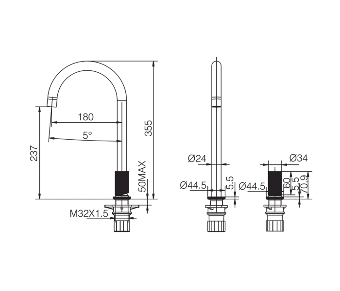 Grifo de cocina Imex de Manacor Croquis 7