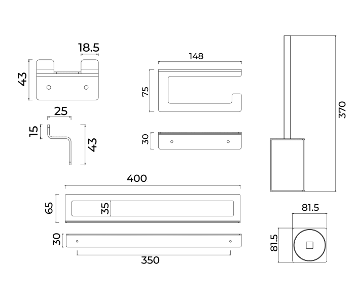 Conjunto de accesorios de baño Medimex Form Croquis 10