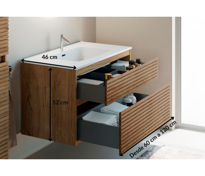 Conjunto de mueble de baño de Palilleria Horizontal Bruntec Alpes 1 Croquis 5