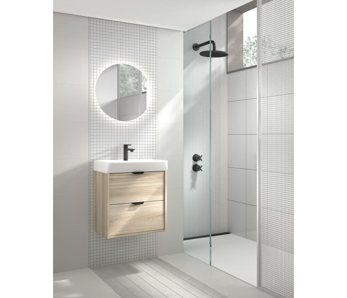 Conjunto mueble de baño fondo reducido 35.5 cm con lavabo sobre encimera  Visobath Midi