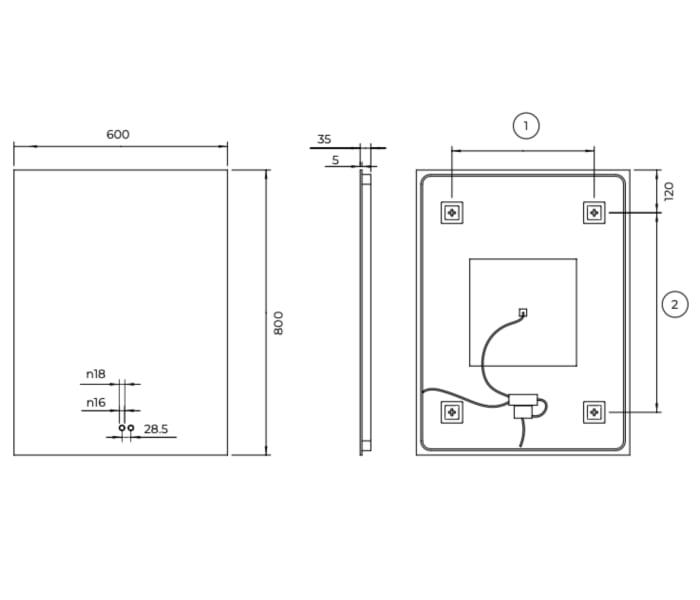 Espejo de baño con luz LED Ledimex Italia Croquis 9