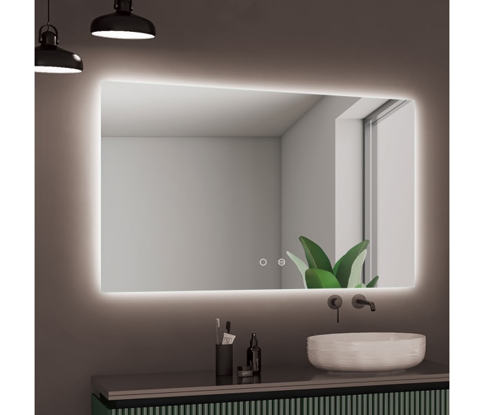 Espejo baño cuadrado luz frontal antivaho Holanda de Ledimex