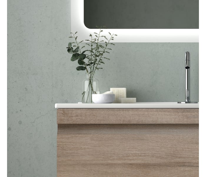 Mueble baño con toalleros extraíbles. Diseño nórdico.