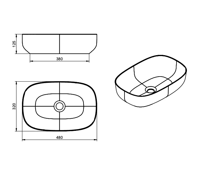 Lavabo sobre encimera Viso Artic Croquis 2