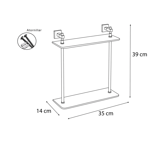 Repisa de baño doble Bruntec Croquis 1