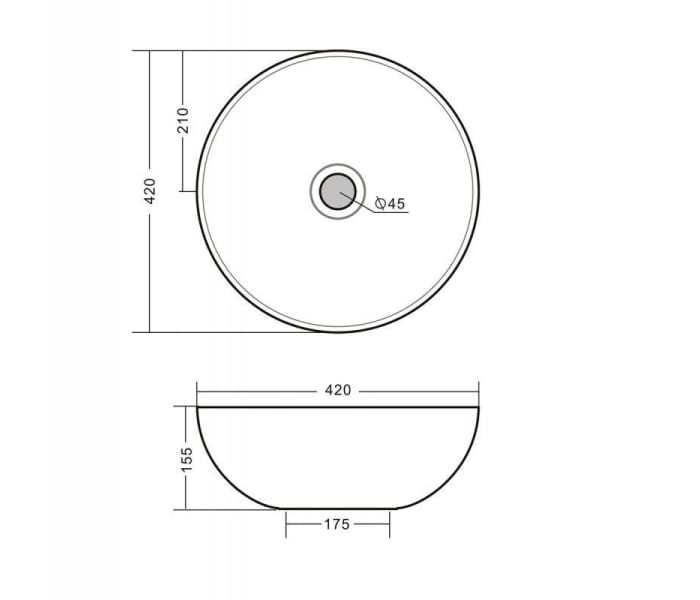 Lavabo sobre encimera Bathco Villarreal Croquis 2