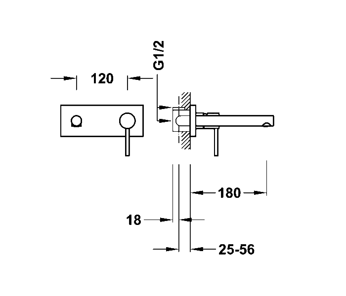 Grifo de lavabo empotrado Tres Max Croquis 1