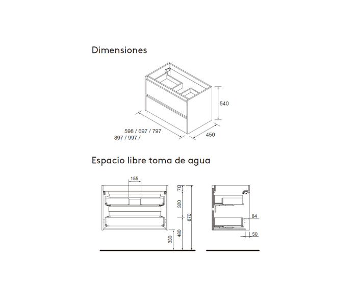 Conjunto mueble de baño Salgar Noja Croquis 28
